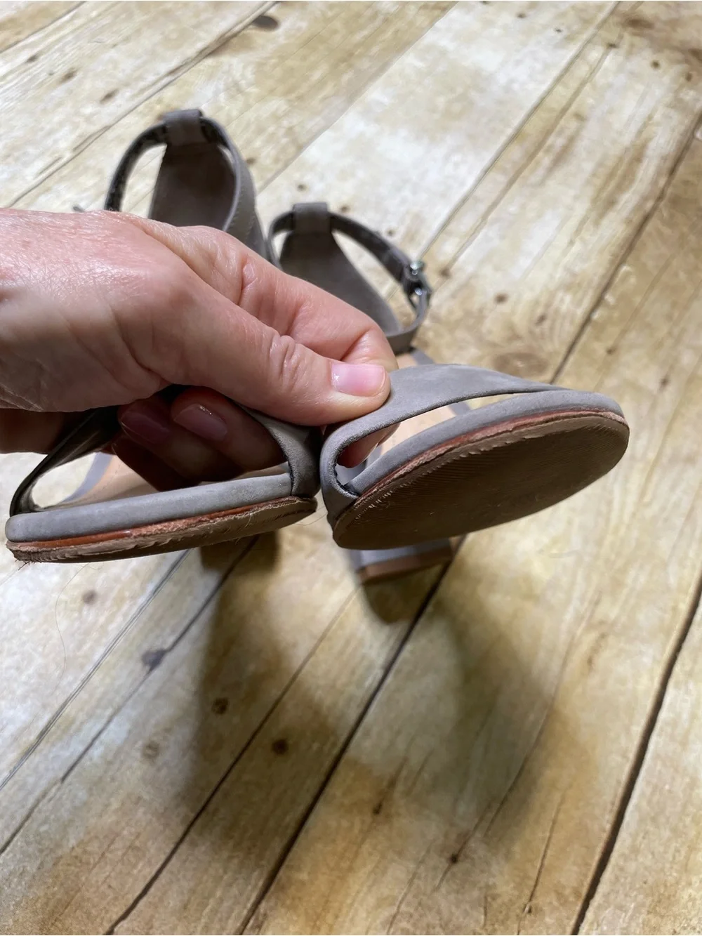 Schutz Gray Block Heel Strap Sandal - Picture 7 of 11